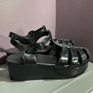 Wanted Black Platform Jelly Pop Sandals Women’s Size 8